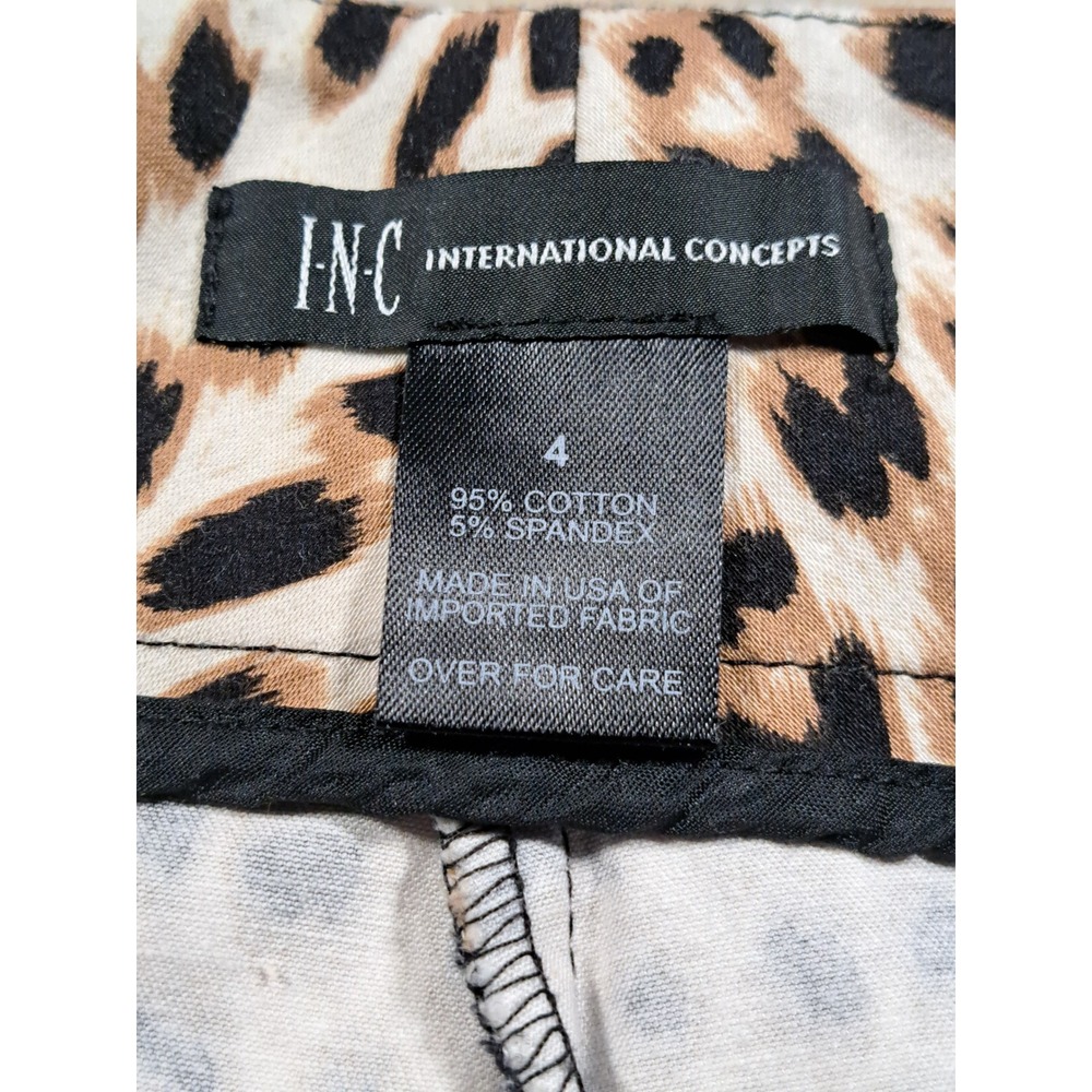 INC International Concepts Animal Leopard Print Shorts Womens Stretch size 4 - Picture 3 of 9